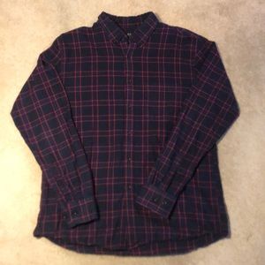 Mens XL Uniqlo Blue Red Flannel button down shirt